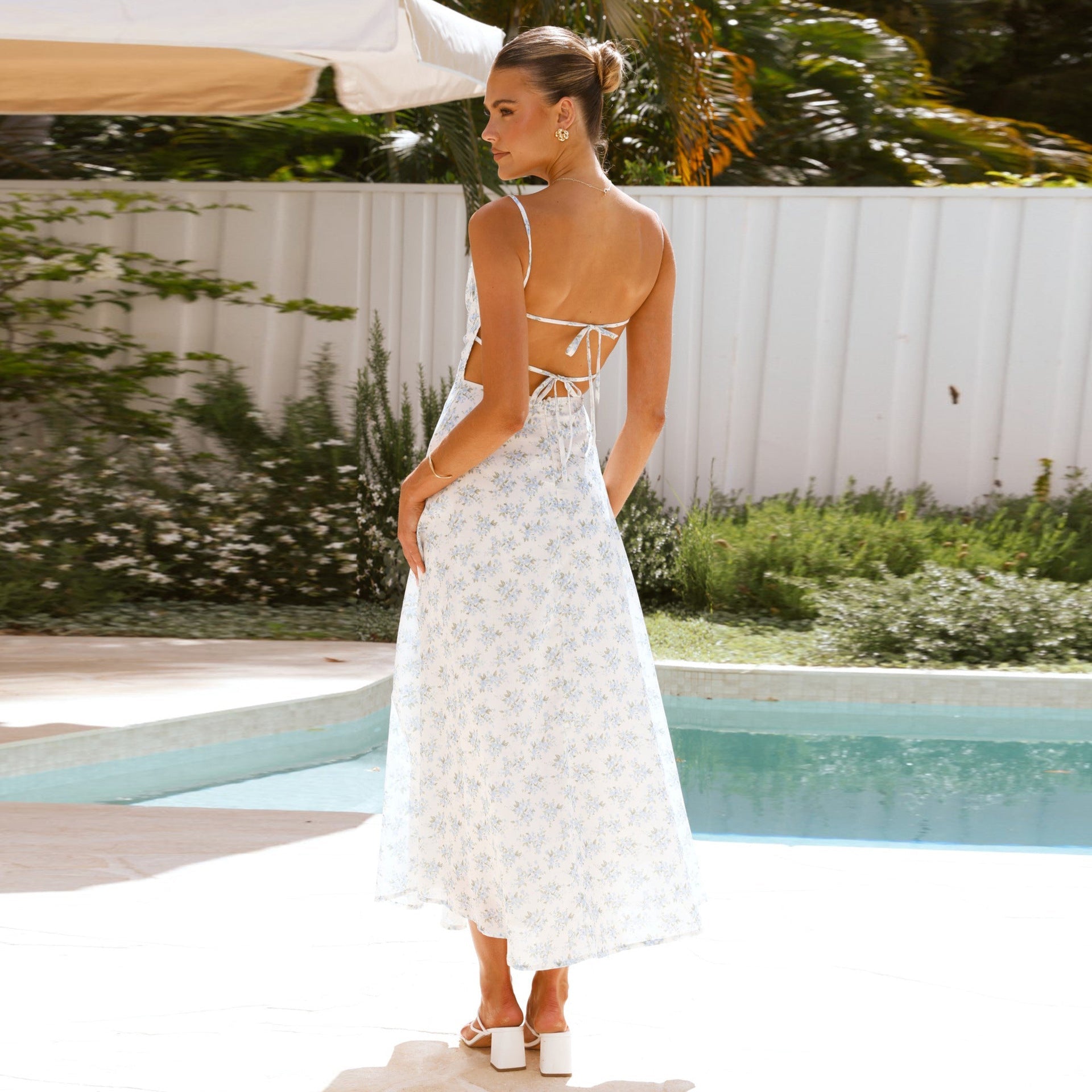 Women Clothing Floral Sexy Strap Backless Vacation Dress Bella Mia